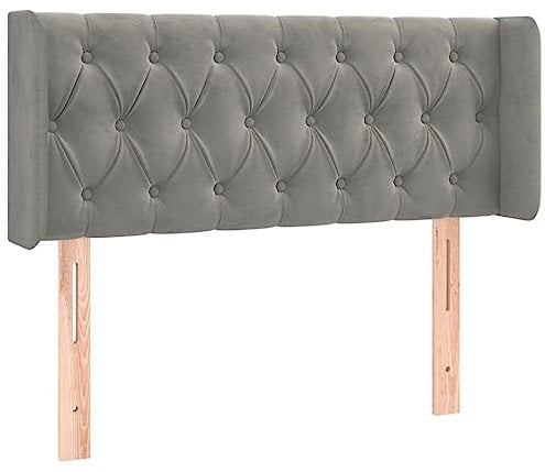 vidaXL Kopfteil mit Ohren Polsterkopfteil Betthaupt Bettkopfteil für Bett Bettgestell Bettzubehör Schlafzimmer Hellgrau 93x16x78/88cm Samt