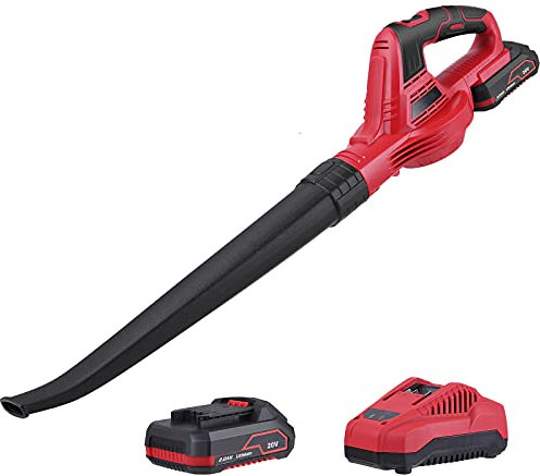 Cordless Leaf Blower 20V 190KM/H Electric Leaf Blower with 2.0 Ah Lithium Battery and Charger, in the Box, Suitable for Clearing Leaves/Snow/Patio/Deck/Garden/Dust/Grass Clippings