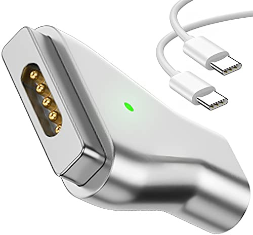 kocomio Adaptador magnético USB C a magnético de 2 puntas en T, tipo C a seguro, 2 cabezales T PD de 100 W, convertidor de carga rápida para MacBook Pro Air 2013-2015 con cable USB C de 100 W/5 A (1,5