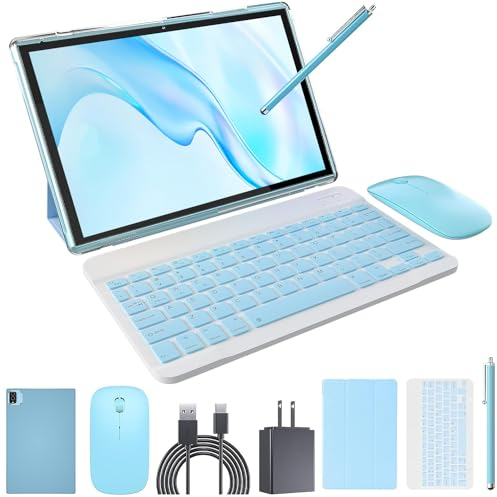 ZZB 2024 Più nuovo Tablet con Tastiera Tablet 2 in 1 8GB+64GB Tablet da 10 pollici e Custodia Mouse Stylus Film Game Android 13.0 Tablet PC 10.1 Schermo IPS Tableta Computer 8MP Doppia Fotocamera WiFi