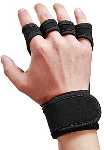 Guanti per Sollevamento Pesi,Guanti da Sollevamento Guanti da Allenamento con Fascia da Polso Integrata Protezione Antiscivolo per Mani per Sollevamento Pesi Powerlifting Pull ups