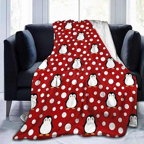 Kuscheldecke Flauschige 220x240 cm Roter Pinguin Weiche Plüsch Decke Für Erwachsene, Warm Flanell Fleecedecke Wolldecke für Bett, Sofadecke Wohndecke Tagesdecke Couchdecke