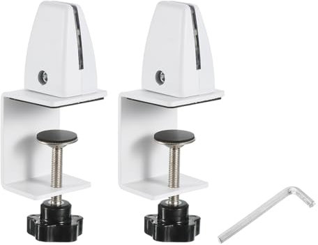 sourcing map Office Desk Partition Clips, 4-45mm/0.16-1.77Thick Partition Guard Bracket Support for Holding Screen Office Desks, Sandy White 2pcs