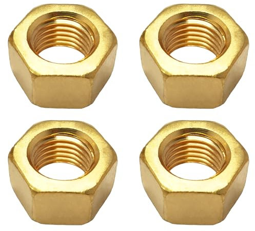 M16 Brass Hex Nuts, Coarse Thread Hexagon Machine Screw Nut, High-Strength Metal Hexagonal Machine Nuts, 16mm Thread Inner Diameter, 4PCS
