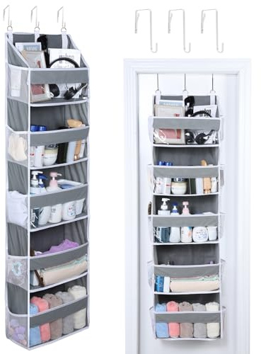 OTraki Portaoggetti da Appendere 140X39X17 CM,Organizer da Appendere Sopra la Porta con Finestra Trasparente,Portaoggetti Bagno con Ganci Metallici Per Camera Da Letto,5 Tasche Laterali e 5 Scomparti