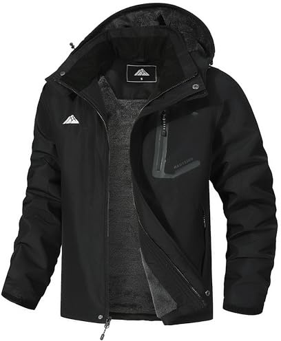 MAOYSSEN Men's Mountain Ski Jacket Waterproof Winter Coat Warm Snowboarding Jacket Snow Windbreaker Hooded for Hiking