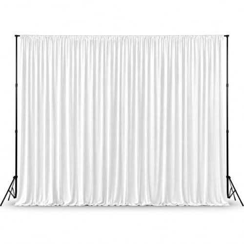 Trimming Shop 3x3m White Spandex Backdrop Photography Background | Smooth Pleated Drapes with Rod Pocket, Washable Photography Backdrop for Weddings, Parties, Events & Stage Décor