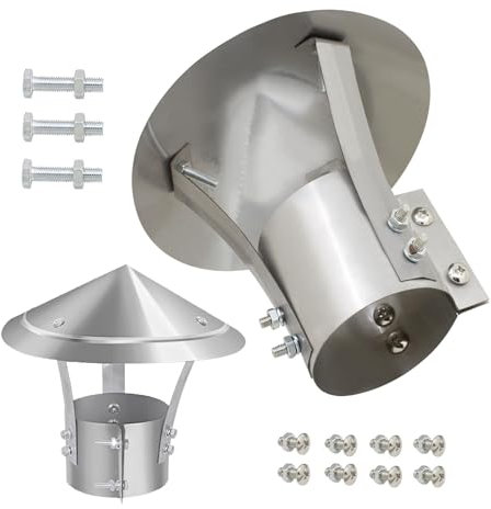 Cappello Del Camino In Acciaio Inox 6 Cm-30 Cm Tappo Antipioggia Per Camino, Fumaiolo Resistente Al Calore, Comignolo Per Stufe A Legna Pellet E Caldaie(25 cm-9.84 in)