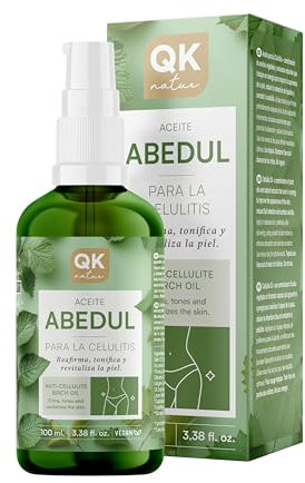QKnatur - Huile de Bouleau pour la Cellulite - 100 ml - Avec des extraits naturels - Tonifie, raffermit, hydrate et revitalise la peau - Améliore l'élasticité