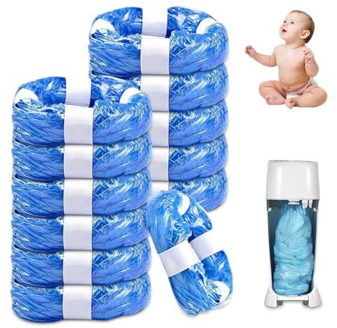 Recambios Cubos de Pañales, PARPAT 12 Piezas Antiolor Bolsa de Relleno para Papelera Pañales Bebe, 4.5m Basura Pañales Bebe Recargas Compatible con La Mayoría de los Pañales (12)