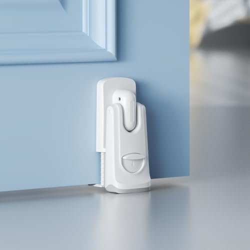 SAFELON Tope de puerta de seguridad para bebés, soporte de puerta a prueba de niños para mantener la puerta abierta, evita que los bebés y las mascotas abran la puerta (2 Piezas, Blanco)
