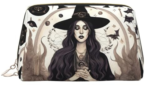 Magic Witch Witchcraft Bohemian Drawing Leather Toiletry Organizer Bag, Travel Friendly Makeup Pouch for Women, gold, Einheitsgröße, Kulturbeutel