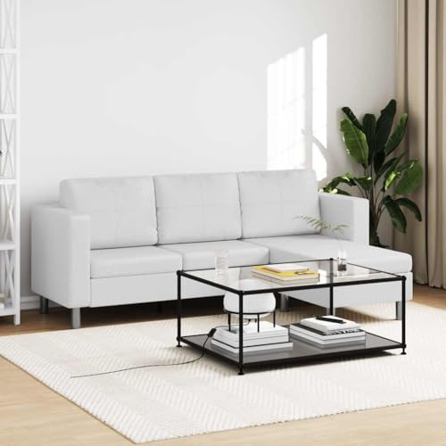 GeenYuu Modulsofa 3-Sitzer Kunstleder Weiß, L-Form Ecksofa mit Chromfüßen, 188x122x77cm, für Wohnzimmer, strapazierfähig und pflegeleicht, Bequeme Polsterung