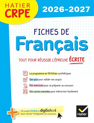 Hatier CRPE - Fiches de Français - Epreuve écrite d'admissibilité - L3 et M2: Concours 2026 et 2027 pour les L3 et les M2