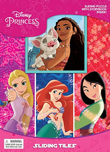 Disney Princess Sliding Tiles - Jigsaw Puzzles for kids, 10-page storybook, 1 plastic sliding puzzle to enjoy