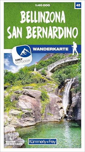 Kümmerly+Frey Wanderkarte 45 Bellinzona, San Bernardino 1:40.000: Wetterfest, matt laminiert und mit free Download