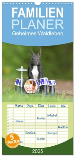 Familienplaner 2025 - Geheimes Waldleben mit 5 Spalten (Wandkalender, 21 cm x 45 cm), CALVENDO