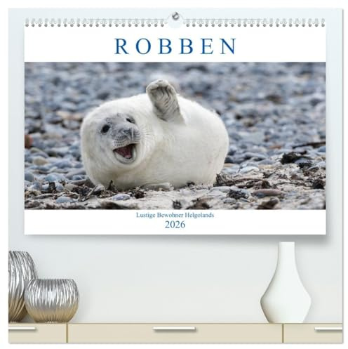 Robben - Lustige Bewohner Helgolands (hochwertiger Premium Wandkalender 2026 DIN A2 quer), Kunstdruck in Hochglanz: Für Liebhaber des größten Raubtieres in Deutschland. (CALVENDO Tiere)