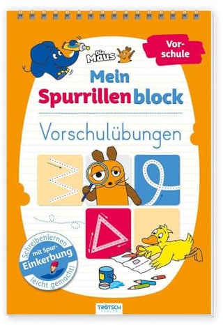 TRÖTSCH - Die Maus Mein Spurrillenblock Vorschulübungen : Übungsbuch für Kinder ab 5 Jahren: Übungsbuch Beschäftigungsbuch Lernbuch