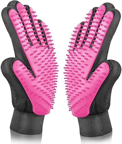 BYETOO Haustier Fellpflege Handschuh Katze Hund,2 Stück Massagehandschuh Fellpflege Handschuh für Kurzhaar und Langhaar, Fellpflegehandschuh,Katzen Hunde Bürsten(Linke Hand und rechte Hand)