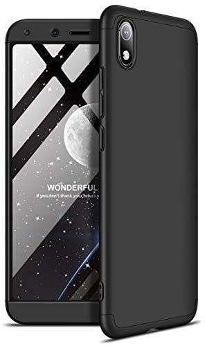 ZSCHAO Coque Xiaomi Redmi 7A 360 Degres Ultra Slim Fine Antichoc +avec Verre trempe Housse Case Coque Xiaomi Redmi 7A Rigide Dur Anti Choc Integral Noir Mate 3 in 1 Case Cover pour Redmi 7A Noir