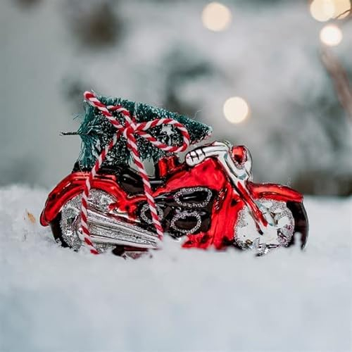 Sass & Belle - Weihnachtsbaumschmuck: Motorradförmiger Baumschmuck aus Glas für Weihnachten
