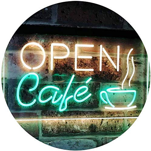 ADVPRO Café Open Coffee Kitchen Decoration Bar Beer Dual Color LED Barlicht Neonlicht Lichtwerbung Neon Sign Grün & Gelb 600 x 400mm st6s64-i2011-gy