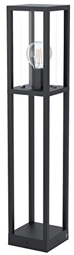 EGLO Außen Stehlampe Cascinetta, 1 flammige Außenleuchte Vintage, Retro, Standlampe aus Aluminium-Guss in Schwarz und Glas in Klar, Außenlampe mit E27 Fassung, IP44