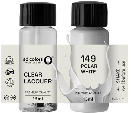 SD COLORS Peinture de retouche pour voiture - Blanc polaire 149/9149 Weiss - 15 ML (peinture + laque)