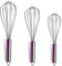 Berglander Paquete de 3 batidores de acero inoxidable, 8 , 10, 12 , baño de titanio Batidor con mango arcoíris Batidor de mango colorido, batidor, Juego de batidor de cocina (paquete de 3)