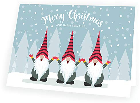 Seelenzauber Weihnachtskarte Wichtel - Trio im Format 17,0cm x 12,0cm mit passendem Umschlag 2x Karte 2x Umschlag