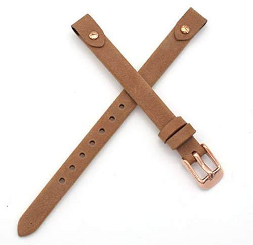 THEAGE Uhrenarmband aus echtem Leder, 8 mm, Ersatz für Fossil ES3148, ES4119, ES4176, ES3262, ES3077 (Braun-1)