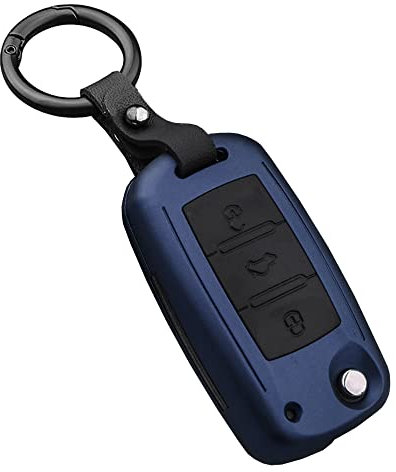 ontto Autoschlüssel Hülle Fernbedienung Cover für VW Golf Polo Passat Tiguan Touran Skoda Fabia Octavia Seat Leon Altea ABS Schlüsselhülle Schlüsselanhänger Schlüssel Schutz Etui Case 3 Taste-Blau A