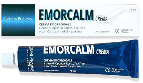 CISBANI PHARMA Emorcalm Crema emorroidi 75 ml con Opuntia, Tea Tree e Rusco | Pomata emorroidale per Ragadi Anali, Azione Lenitiva e Rinfrescante per Sollievo Immediato dal Dolore