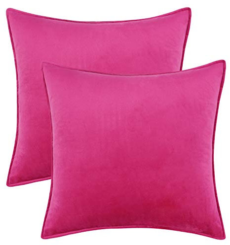 Alishomtll 2er Set Samt Kissenbezüge Super Weich Kissenhülle mit Verstecktem Reißverschluss 45x45cm Dekorative Uni Flanell Wurfkissenbezug für Sofa, Rose Rot
