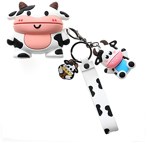 3D-Milchkuh-Hülle für Airpod Pro, 3D-Cartoon-Design, niedliches Milchrinder-Etui für Kinder, Mädchen, Teenager, Jungen, modisch, lustig, cool, Kuh, weiche Hülle mit Kuh-Anhänger für Airpod Pro Hülle