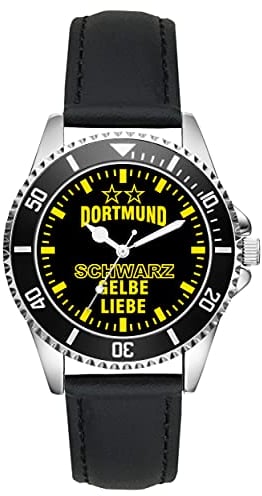 KIESENBERG Herrenuhr Armbanduhr Dortmund Geschenk Artikel Idee Fan Analog Quartz Lederarmband Uhr L-6034