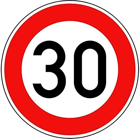 Aufkleber Verkehrszeichen VZ 274-30 Zulässige Höchstgeschwindigkeit 30km/h StVO Schild Folie selbstklebend | Ø5-30cm Made in Germany, Größe: Ø20 cm