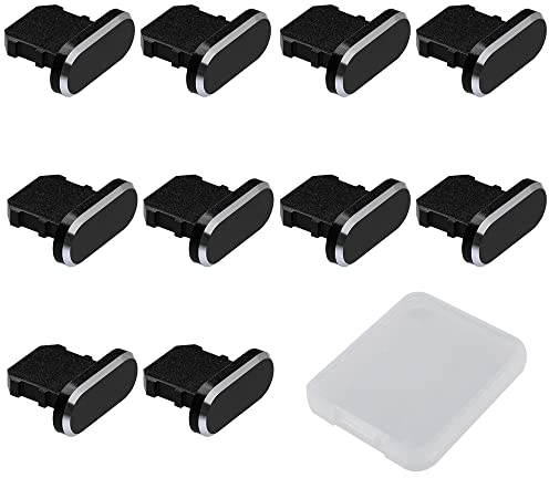 JaneYi 10 Stück Staubstecker Staubstecker Staubschutzstöpsel Handy Staubschutz Stöpsel Kompatibel mit iPhone 14/13/12/11/XR/XS/X/8/7/SE/Pro Max/Plus/iPad mini/Air – Schwarz