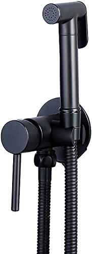 YJYKXP Bidet Handbrause Toilette, Bidet Armaturen Set Messing Wandhalterung Bidet Sprühaufsatz mit Kaltes und Heißes Wasser, Duschkopf für Toilette für Körperpflege,Schwarz