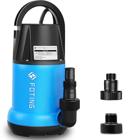 FOTING Sump Pump 1HP Clean/Dirty Submersible Water Pump,4600GPH Utility Pump Thermoplastic Electric Portable Transfer Water Pump for Swimming Pool Pond Basement with 10ft Power Cord,Manual