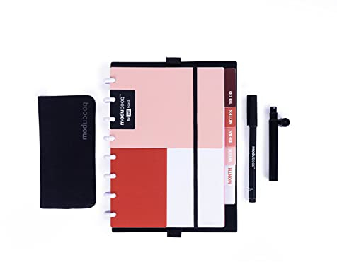 Modubooq Organizer, albicocca – Modulare Riutilizzabile Smart Notebook A5 – Notebook con linguette & Discbound System – 40 pagine modulari con tecnologia duratech3 – Lavabile e scrive come carta