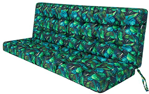 Sitzkissen Bankkissen Bankauflage für Gartenbank Schaukelkissen Bodenkissen Kissen für Hollywoodschaukel Outdoor und Indoor -180 cm - Blaues Bläter