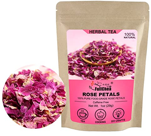 FullChea - Dried Rose Petals, 1oz/29g, Edible Flowers Rose Petals