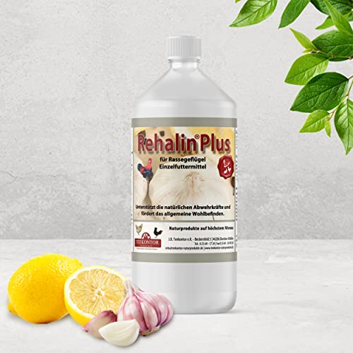 REHALIN Plus 1000 ml – Natürliche Abwehr von Milben und Parasiten bei Hühnern und Wachteln – 19 hochdosierte Wirkstoffe aus dem Knoblauch – natürliches Vitamin C