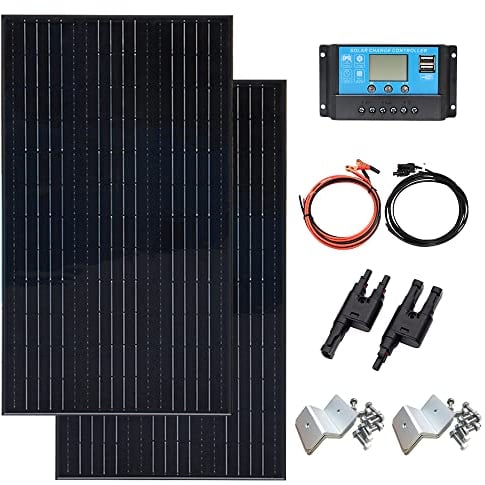 XINPUGUANG 200w 12v panneau solaire système 2 x 100 watt panneaux solaire 20A contrôleur de charge solaire pour Camping-car, Bateau, Caravane, hangar (200.00, Watts)