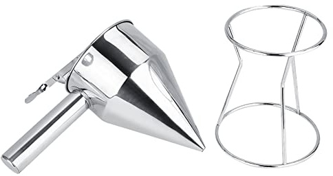 Akozon Embudo de Hornear, Herramientas Postres Pastel de embudo de Acero Inoxidable con Soporte de Embudo de Pistón de Acero Para Uso Panadería Cocina en Casa Profesional Postres