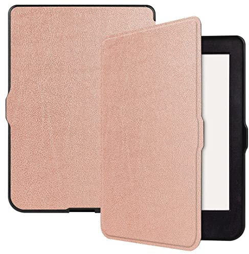 SATURCASE Coque pour Kobo Nia 6.0 2020, PU Cuir Silicone Flip Folio Ultra Mince Légère Housse de Protection avec Fonction de Veille/Réveil Automatique (Or Rose)