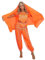 TiaoBug Damen Prinzessin Kostüm Set Pailletten Crop Top + lange weite Hose + Stirnband mit Strass Verkleidung für Karneval Fasching Cosplay Party Tanz Orange Bauchtanz Set Einheitgröße