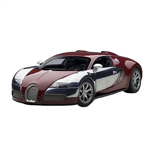 Modellauto 1:18 for Bugatti Veyron Supercar, maßstabsgetreues Druckgussfahrzeug, Kunstharzmodell, fertige Autokunstdekoration (Color : Red)